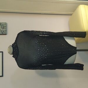 Chic Black Rhinestone Bodysuit